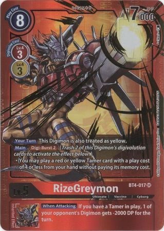 Image of RizeGreymon [BT4-017] (Alternate Art - Red Border) [Great Legend Promos]