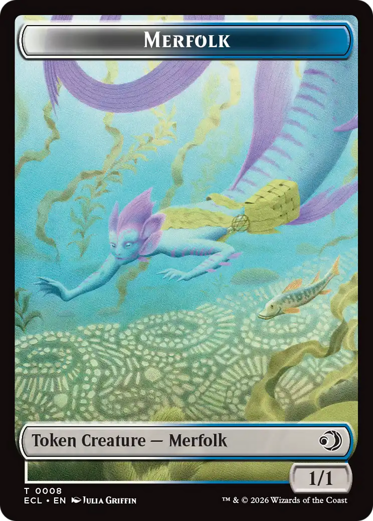 Image of Merfolk // Worm Double-Sided Token [Lorwyn Eclipsed Tokens]