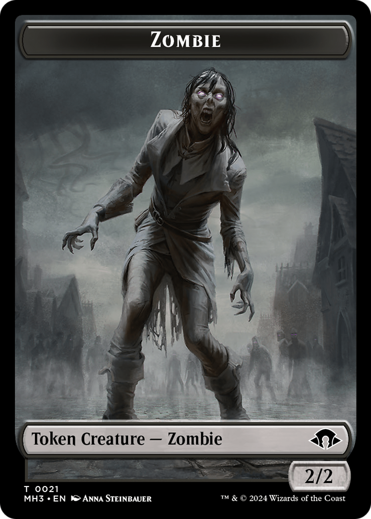 Image of Zombie (Ripple Foil) // Insect (0027) Double-Sided Token [Modern Horizons 3 Tokens]