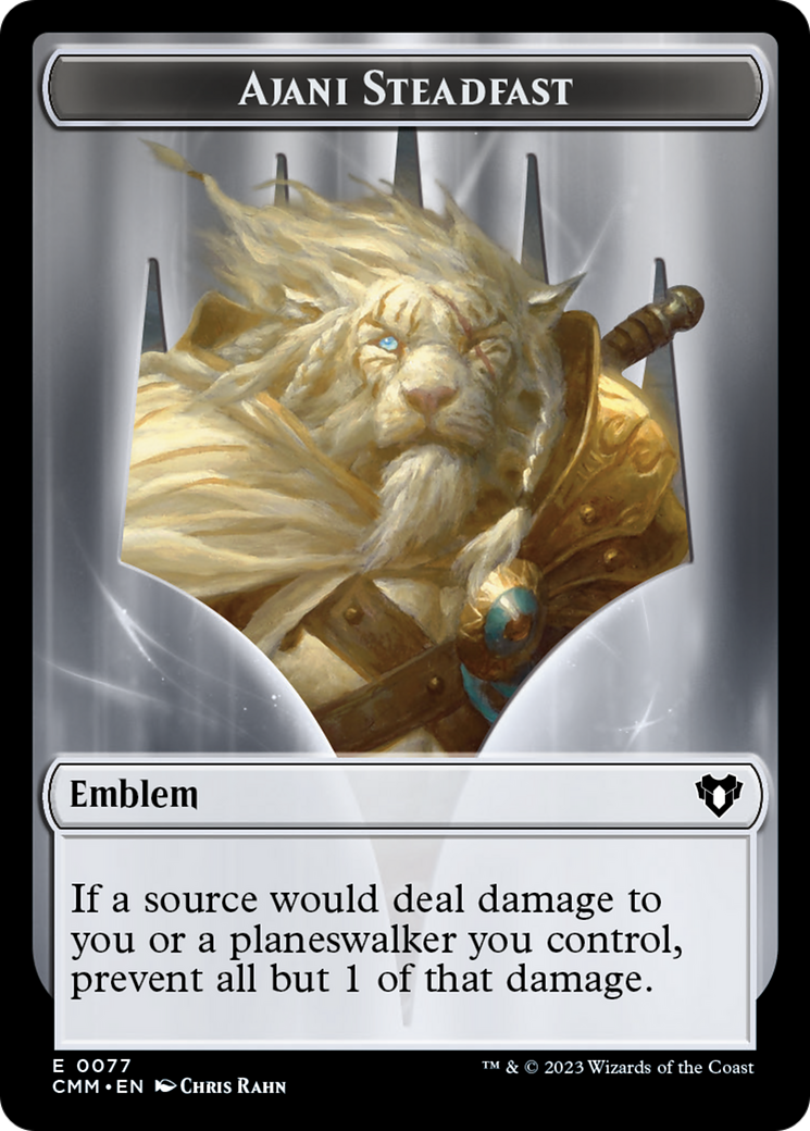 Image of Ajani Steadfast Emblem // Wizard Double-Sided Token [Commander Masters Tokens]