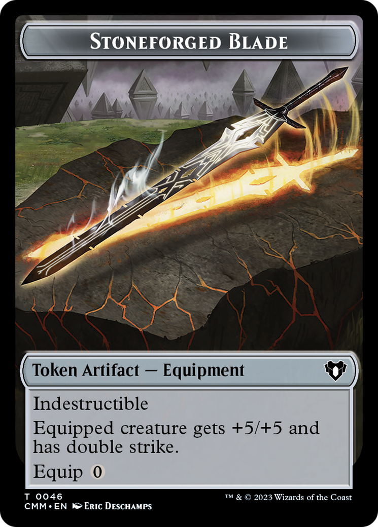 Image of Saproling // Stoneforged Blade Double-Sided Token [Commander Masters Tokens]