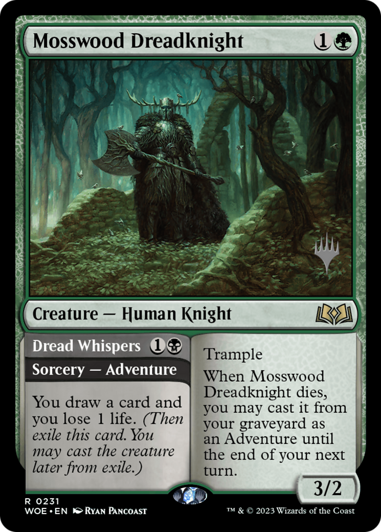 Image of Mosswood Dreadknight // Dread Whispers (Promo Pack) [Wilds of Eldraine Promos]