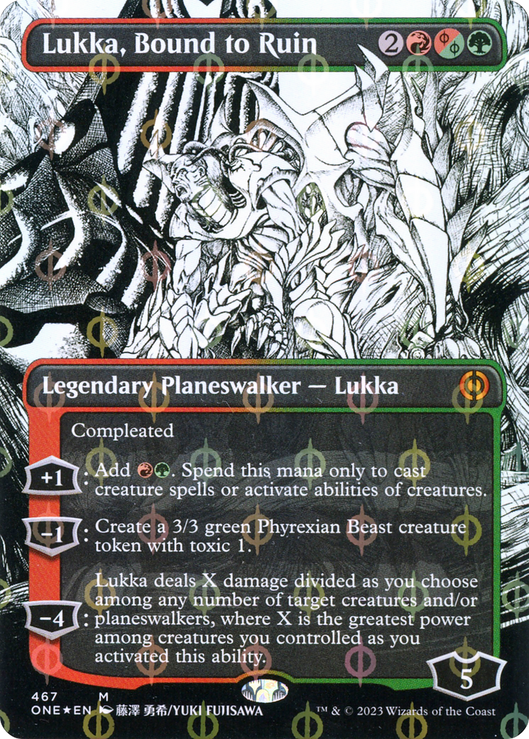 Image of Lukka, Bound to Ruin (Borderless Manga Step-and-Compleat Foil) [Phyrexia: All Will Be One]