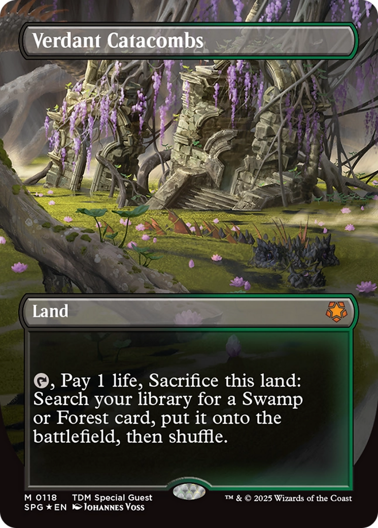 Image of Verdant Catacombs (Borderless) (Dragonscale Foil) [Tarkir: Dragonstorm Special Guests]