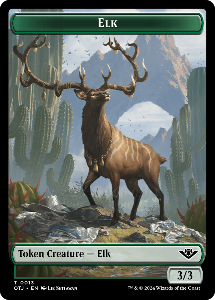 Image of Mercenary // Elk Double-Sided Token [Outlaws of Thunder Junction Tokens]