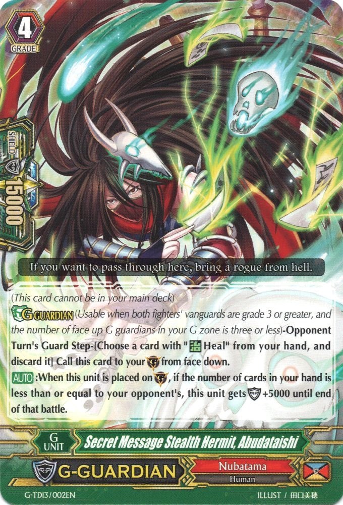 Image of Secret Message Stealth Hermit, Abudataishi (G-TD13/002EN) [Evil Eye Sovereign]