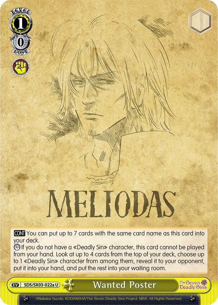 Image of Wanted Poster (SDS/SX03-022a U) [The Seven Deadly Sins]