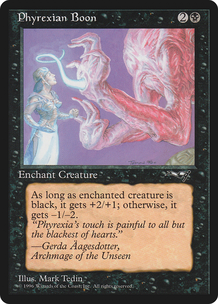 Image of Phyrexian Boon (Person on the Left) [Alliances]