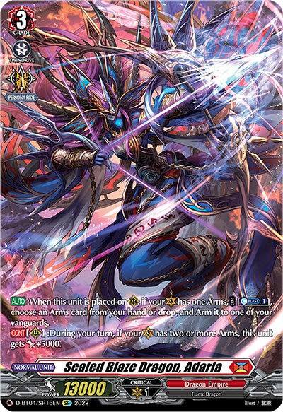 Image of Sealed Blaze Dragon, Adarla (D-BT04/SP16EN) [Awakening of Chakrabarthi]