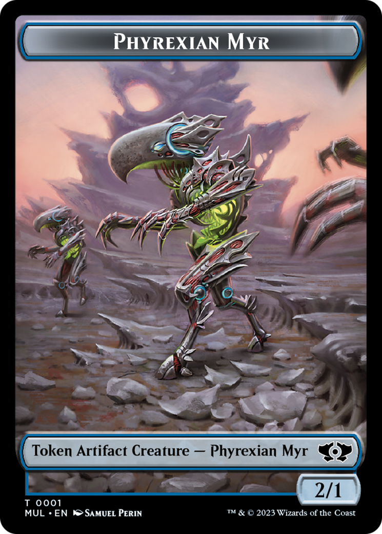 Image of Phyrexian Myr // Wrenn and Realmbreaker Emblem Double-Sided Token [March of the Machine Tokens]
