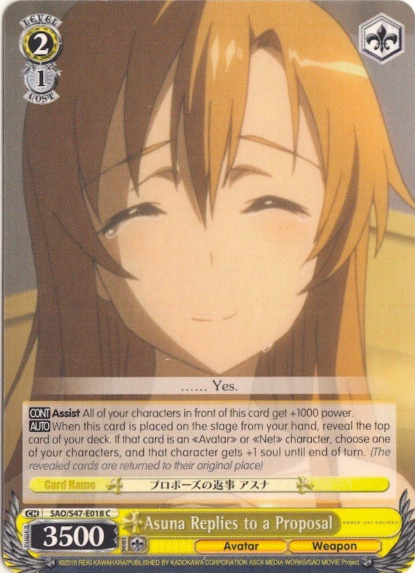 Image of Asuna Replies to a Proposal (SAO/S47-E018 C) [Sword Art Online Re: Edit]