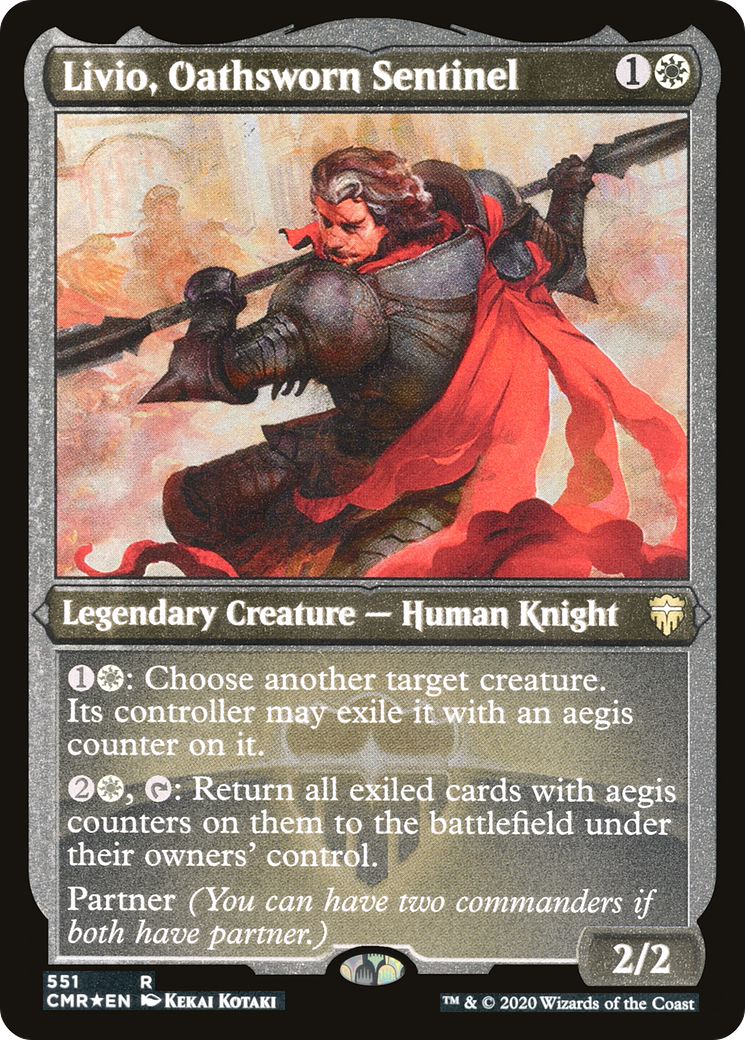 Image of Livio, Oathsworn Sentinel (Etched) [Commander Legends]