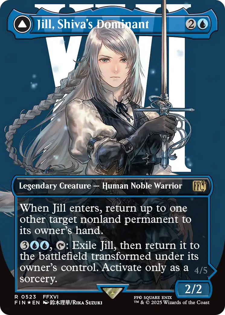 Image of Jill, Shiva's Dominant // Shiva, Warden of Ice (Borderless) (Surge Foil) [FINAL FANTASY]