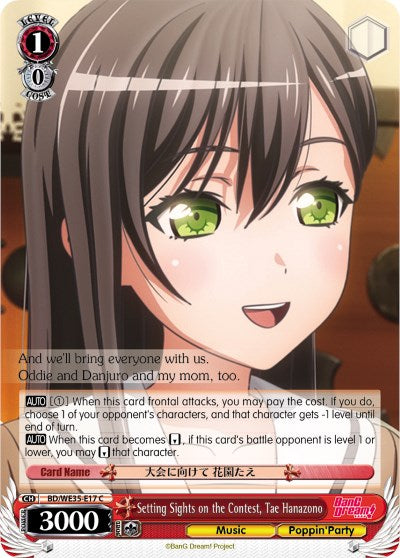 Image of Setting Sights on the Contest, Tae Hanazono (BD/WE35-E17 C) (Parallel Foil) [Poppin'Party x Roselia]
