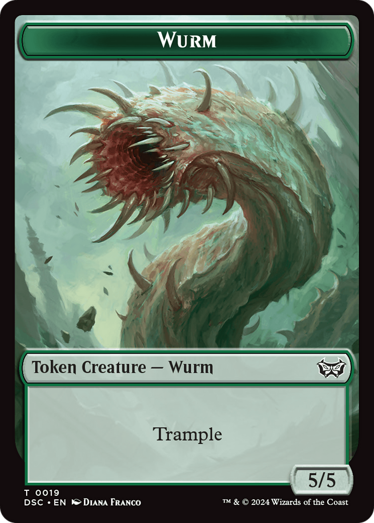 Image of Wurm (0019) // Manifest Double-Sided Token [Duskmourn: House of Horror Commander Tokens]