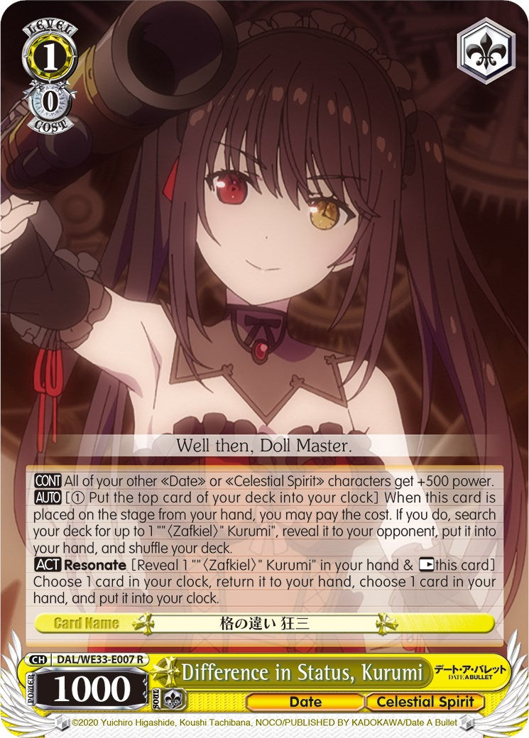 Image of Difference in Status, Kurumi (DAL/WE33-E007 R) [Date A Bullet]