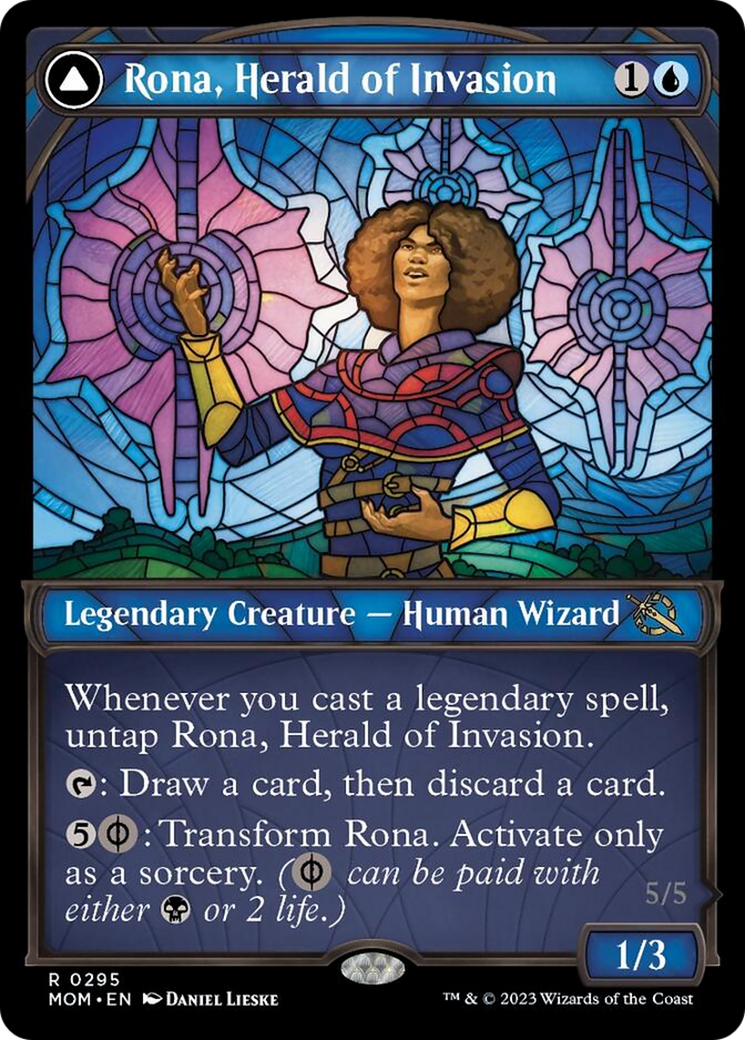 Image of Rona, Herald of Invasion // Rona, Tolarian Obliterator (Showcase Planar Booster Fun) [March of the Machine]