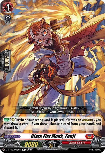 Image of Blaze Fist Monk, Tenji (D-BT03/063EN) [Advance of Intertwined Stars]