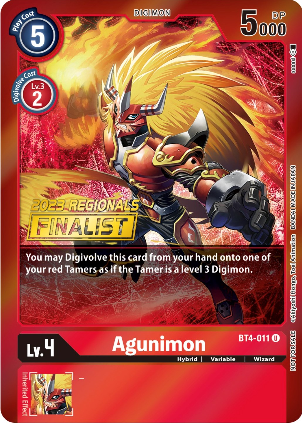 Image of Agunimon [BT4-011] (2023 Regionals Finalist) [Great Legend Promos]