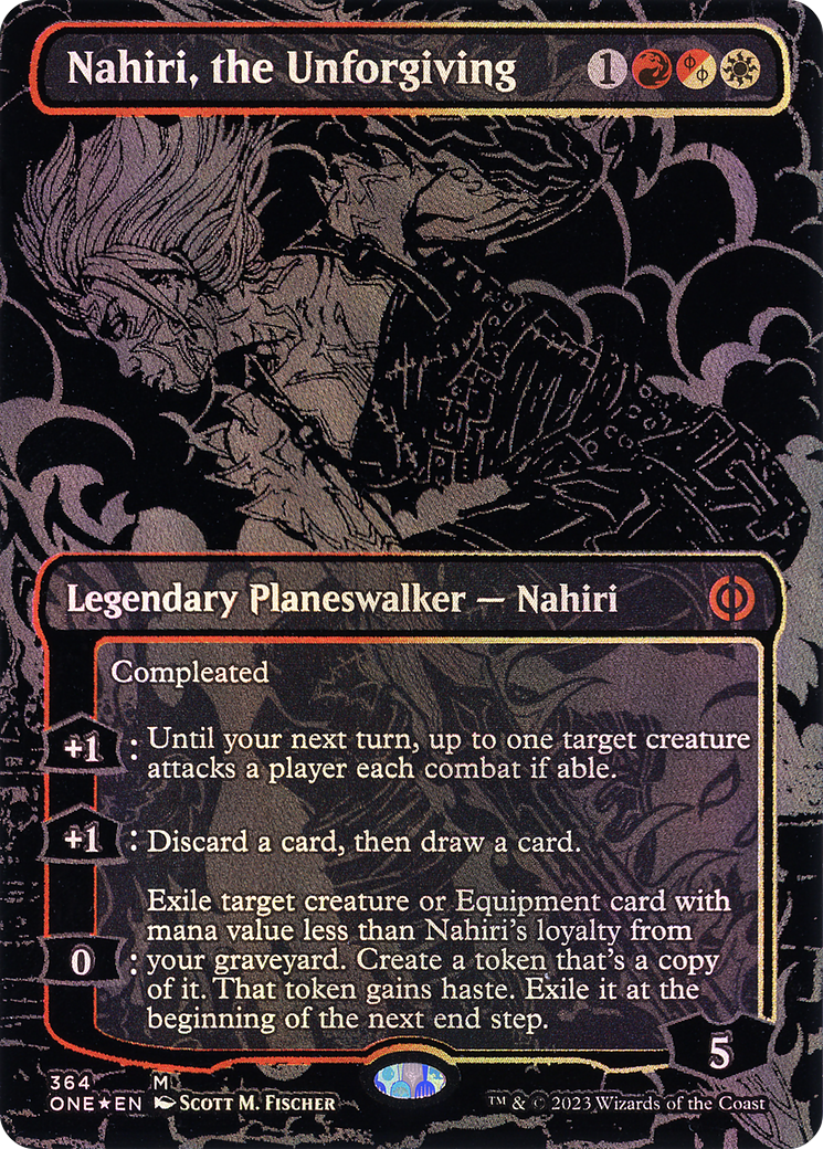 Image of Nahiri, the Unforgiving (Oil Slick Raised Foil) [Phyrexia: All Will Be One]