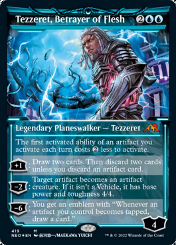 Image of Tezzeret, Betrayer of Flesh (Showcase) (Foil Etched) [Kamigawa: Neon Dynasty]