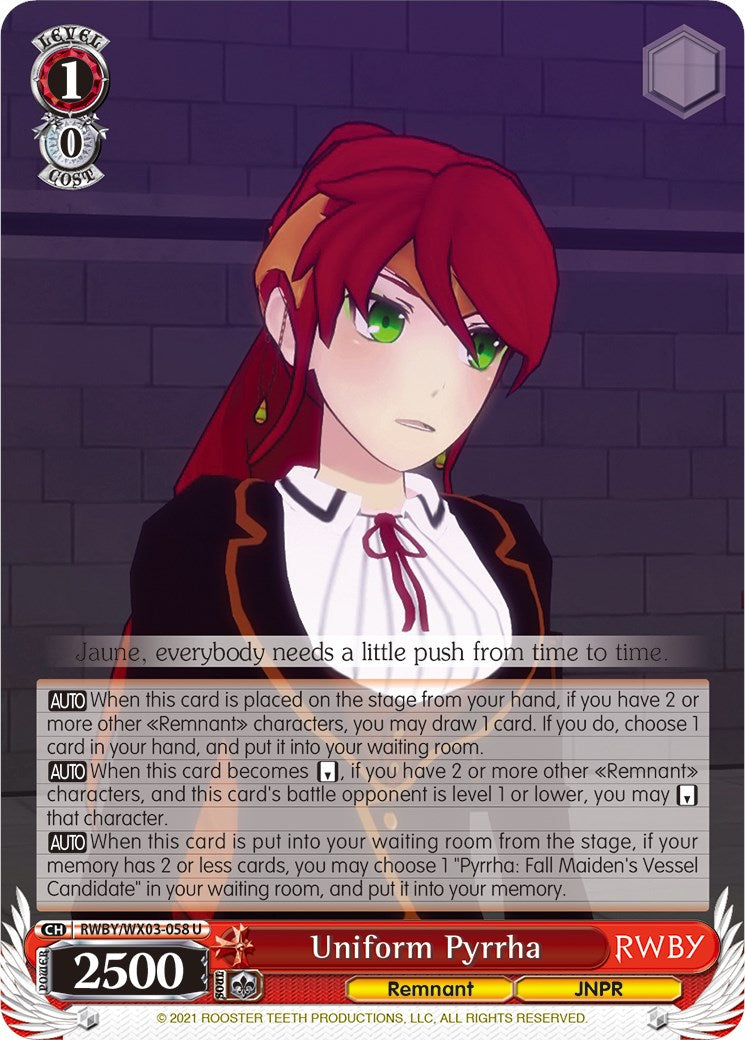 Image of Uniform Pyrrha (RWBY/WX03-058 U) [RWBY]