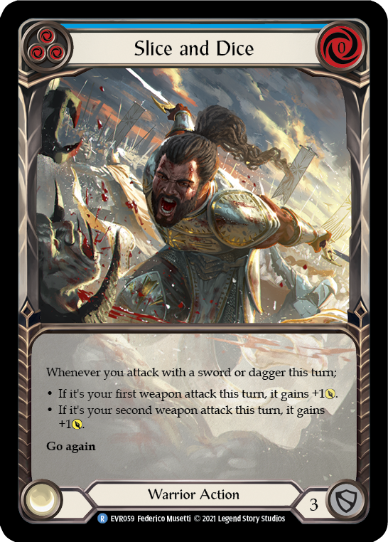 Image of Slice and Dice (Blue) [EVR059] (Everfest)  1st Edition Extended Art Rainbow Foil