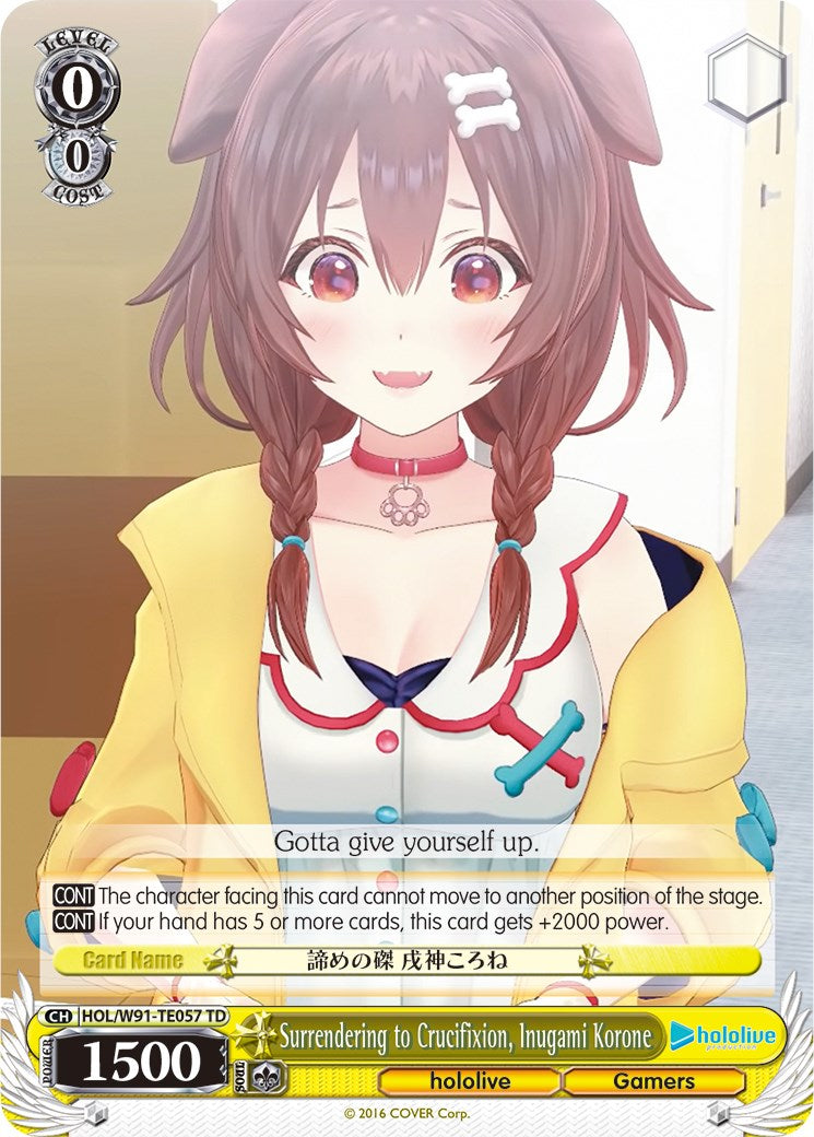 Image of Surrendering to Crucifixion, Inugami Korone (HOL/W91-TE057 TD) [hololive production]