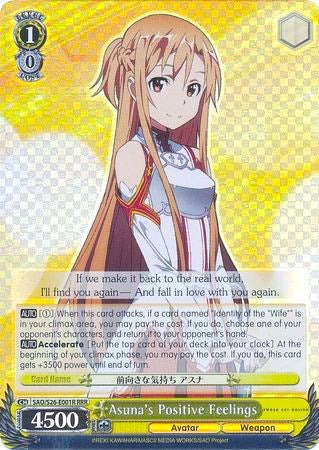 Image of Asuna's Positive Feelings (SAO/S26-E001R RRR) [Sword Art Online Vol.2]
