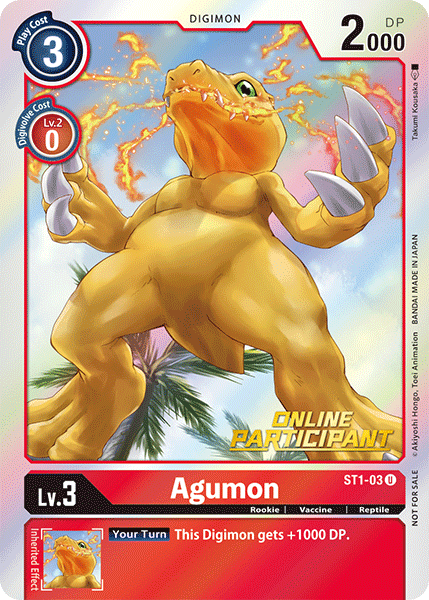 Image of Agumon [ST1-03] (Online Participant) [Starter Deck: Gaia Red Promos]