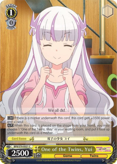 Image of One of the Twins, Yui (BFR/S78-E021 C) [BOFURI: I Don't Want to Get Hurt, so I'll Max Out My Defense]