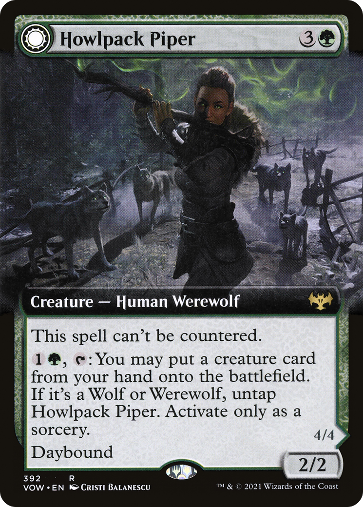Image of Howlpack Piper // Wildsong Howler (Extended Art) [Innistrad: Crimson Vow]