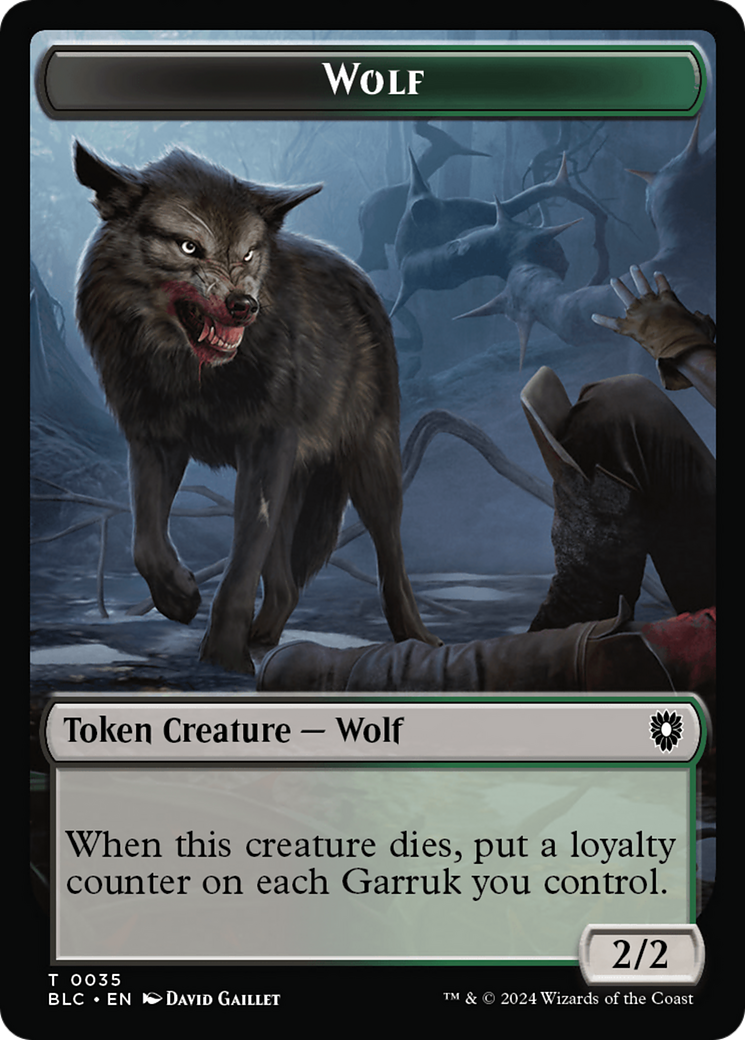 Image of Human Soldier // Wolf (035) Double-Sided Token [Bloomburrow Commander Tokens]