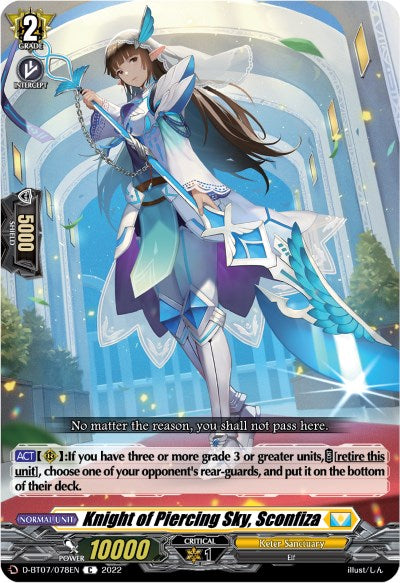 Image of Knight of Piercing Sky, Sconfiza (D-BT07/078EN) [Raging Flames Against Emerald Storm]