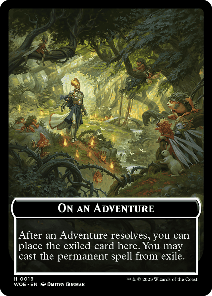 Image of Wicked Role / Cursed Role // Emblem - On An Adventure Double-Sided Token [Wilds of Eldraine Tokens]