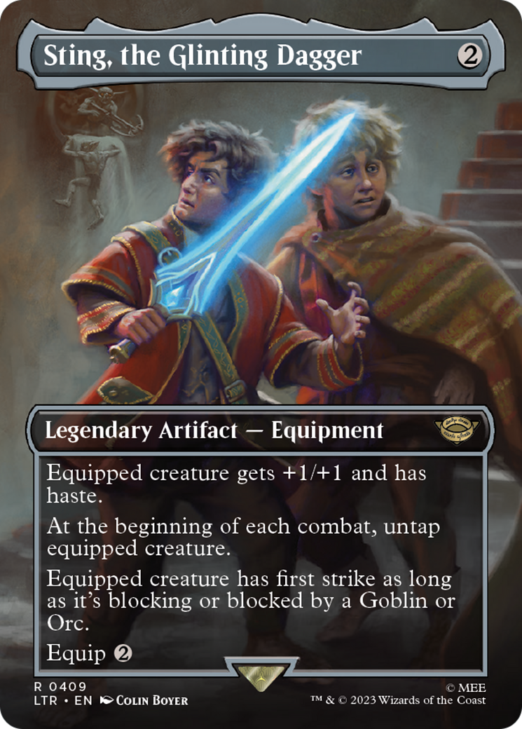 Image of Sting, the Glinting Dagger (Borderless Alternate Art) [The Lord of the Rings: Tales of Middle-Earth]