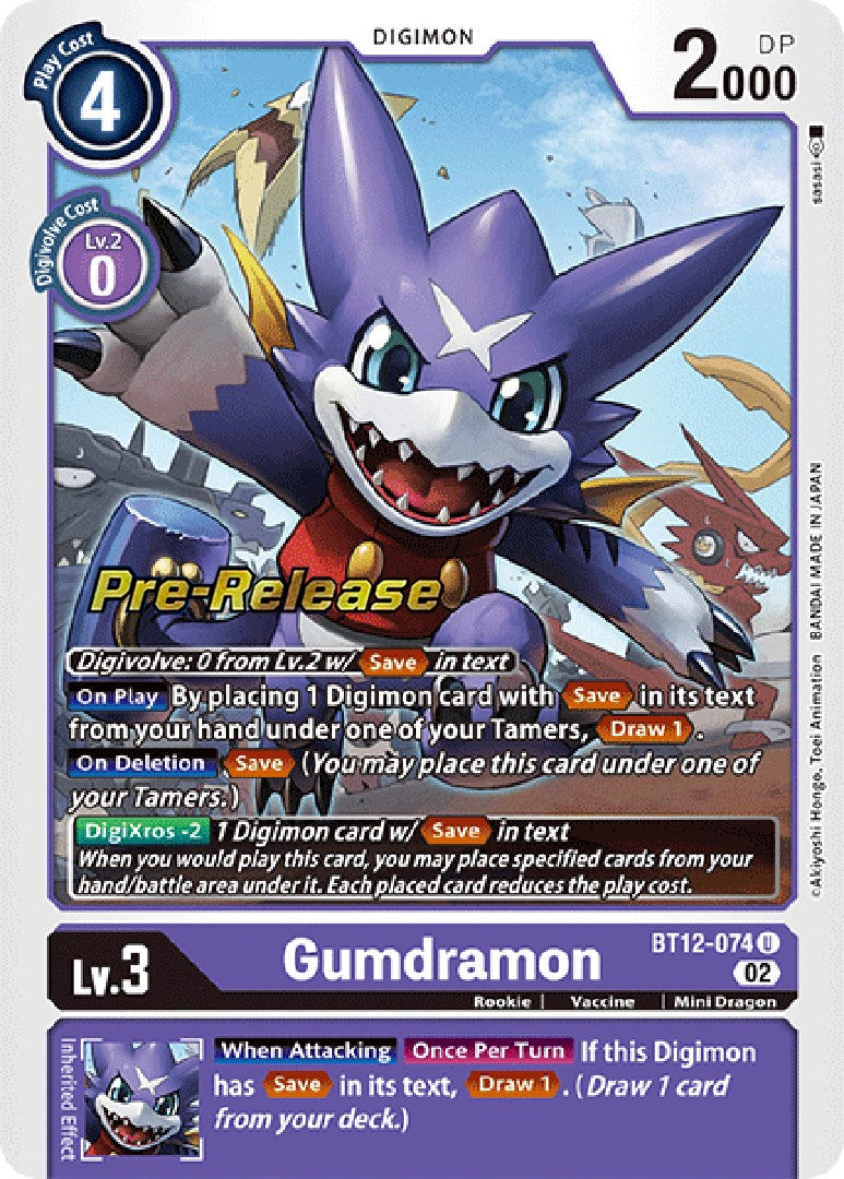Image of Gumdramon [BT12-074] [Across Time Pre-Release Cards]