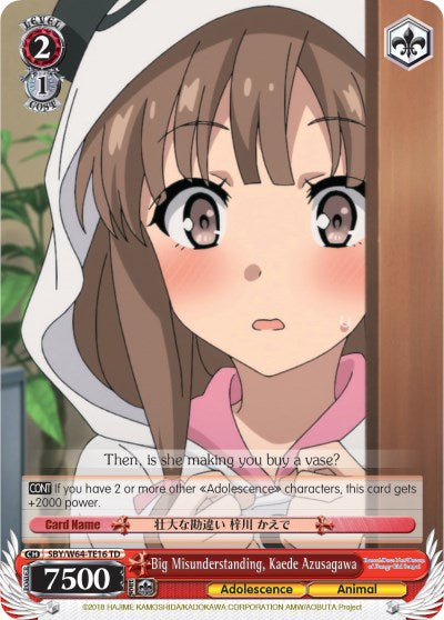 Image of Big Misunderstanding, Kaede Azusagawa (SBY/W64-TE16 TD) [Rascal Does Not Dream of Bunny Girl Senpai]