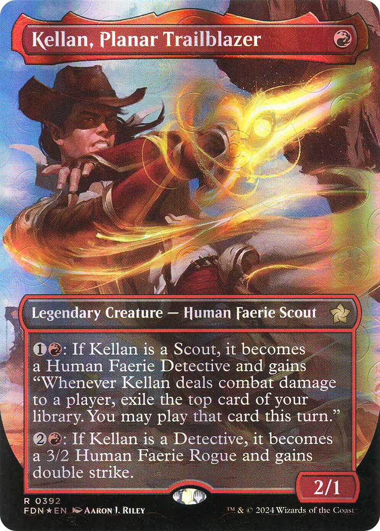 Image of Kellan, Planar Trailblazer (Borderless) (Mana Foil) [Foundations]