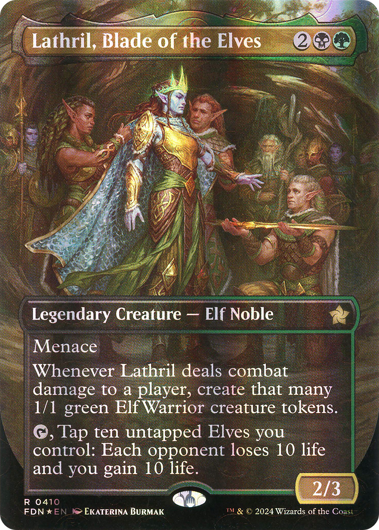 Image of Lathril, Blade of the Elves (Borderless) (Mana Foil) [Foundations]