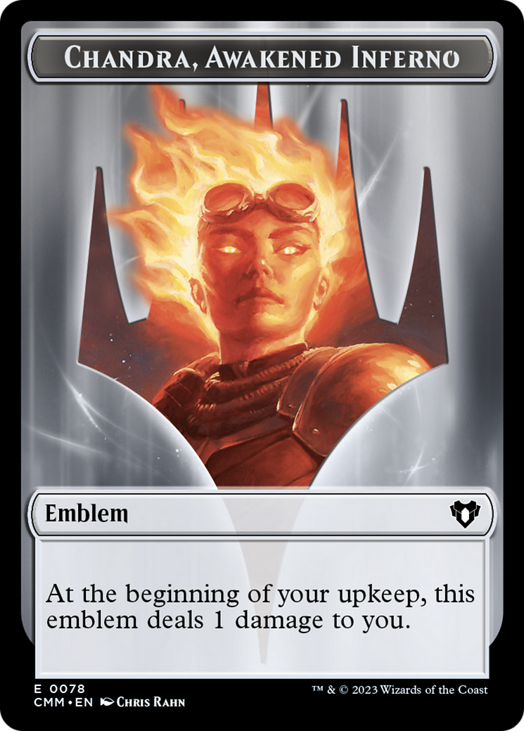 Image of Chandra, Awakened Inferno Emblem // Wizard Double-Sided Token [Commander Masters Tokens]