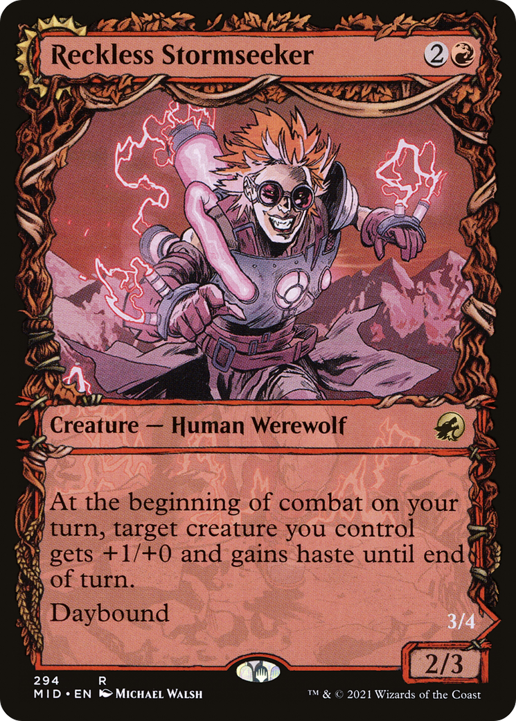Image of Reckless Stormseeker // Storm-Charged Slasher (Showcase Equinox) [Innistrad: Midnight Hunt]
