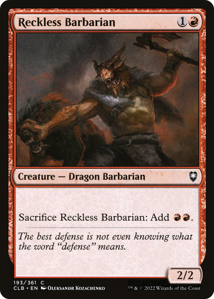 Image of Reckless Barbarian [Commander Legends: Battle for Baldur's Gate]