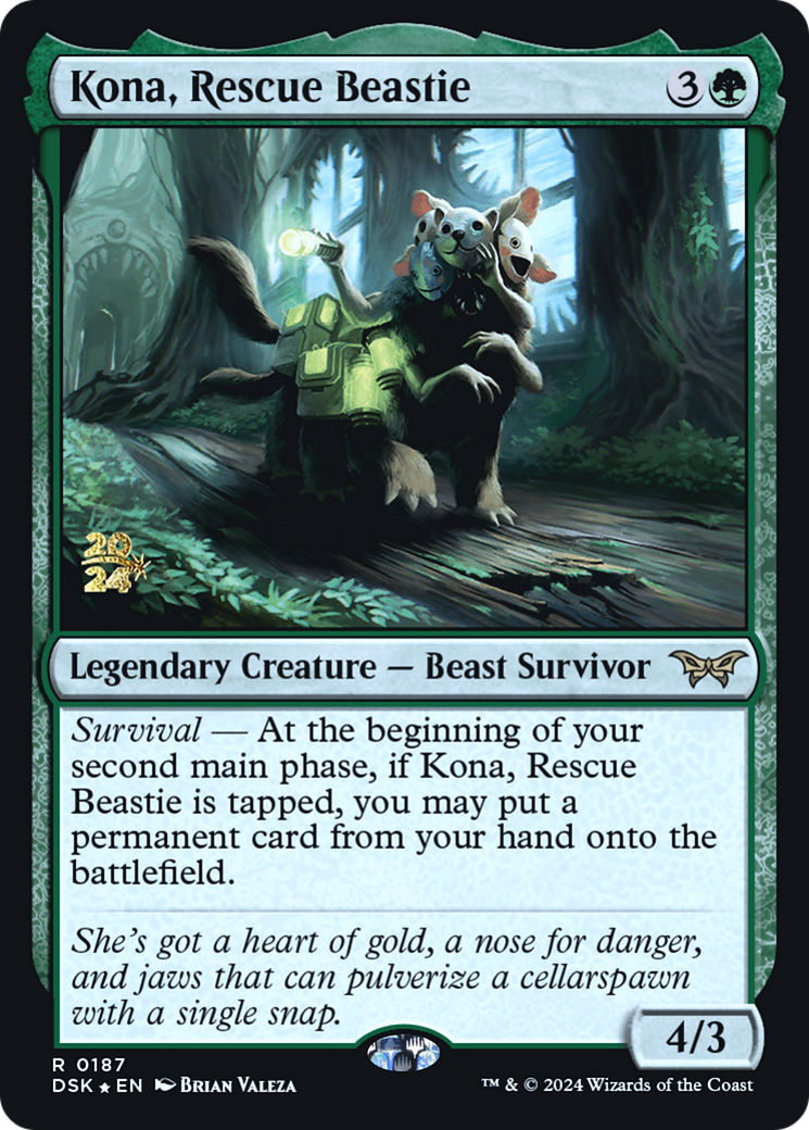 Image of Kona, Rescue Beastie (0187) [Duskmourn: House of Horror Prerelease Promos]
