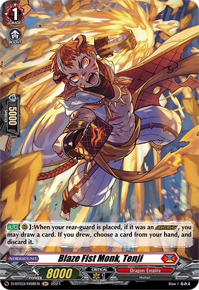 Image of Blaze Fist Monk, Tenji (D-BT03/H08EN) [Advance of Intertwined Stars]
