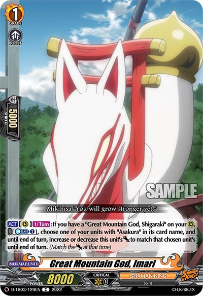 Image of Great Mountain God, Imari (D-TB03/129EN) [Shaman King]