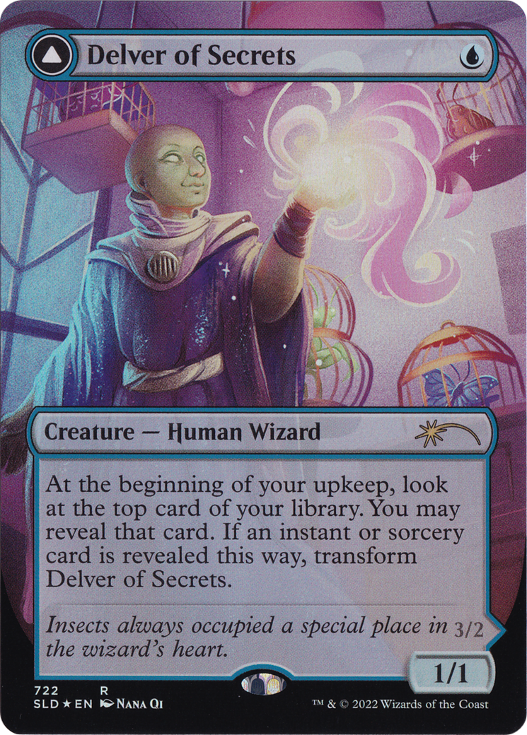 Image of Delver of Secrets // Insectile Aberration (Borderless) [Secret Lair: From Cute to Brute]