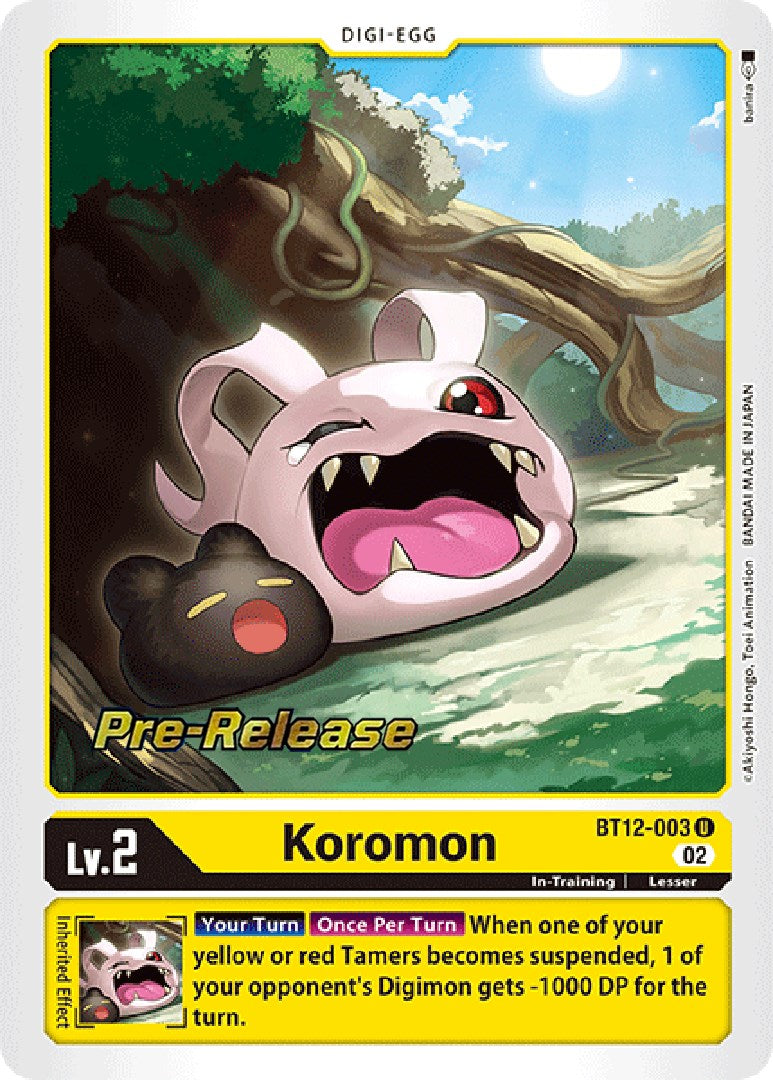 Image of Koromon [BT12-003] [Across Time Pre-Release Cards]