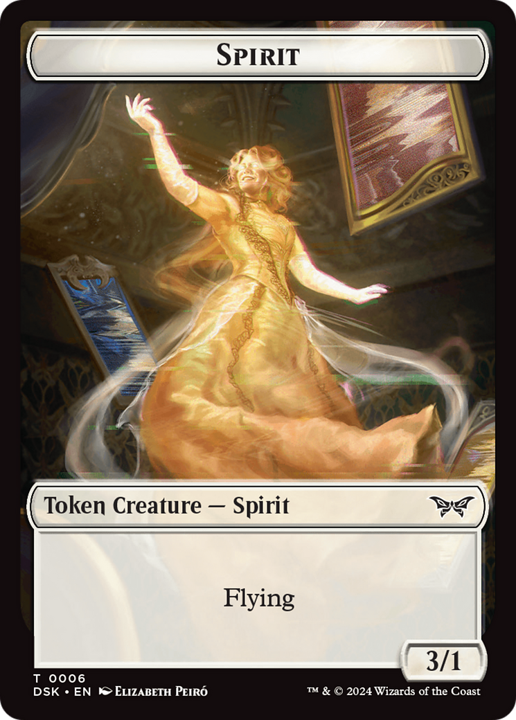 Image of Spirit (0006) // Treasure Double-Sided Token [Duskmourn: House of Horror Tokens]