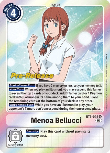 Image of Menoa Bellucci [BT6-092] [Double Diamond Pre-Release Cards]